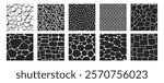 Stone on ground vector mosaic pattern. Texture interior background line art. Pebble mosaic texture. Set of graphics elements drawing for architecture and landscape design.