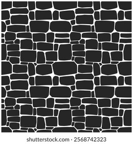 Stone on ground vector mosaic pattern. Vector seamless stone pattern. Pebble mosaic texture. Graphics elements drawing for architecture and landscape design.