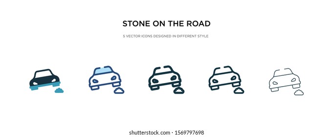 stone on the road icon in different style vector illustration. two colored and black stone on the road vector icons designed in filled, outline, line and stroke style can be used for web, mobile, ui