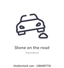 stone on the road outline icon. isolated line vector illustration from insurance collection. editable thin stroke stone on the road icon on white background