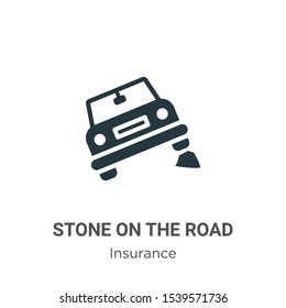 Stone on the road vector icon on white background. Flat vector stone on the road icon symbol sign from modern insurance collection for mobile concept and web apps design.