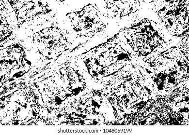 Stone ornament surface. Black white vector texture. Distressed noisy overlay for vintage effect. Monochrome textured layer. Weathered stone wall surface. Natural stone relief. Black grit with stain