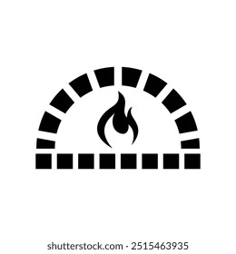 Stone oven black and white flat vector icon design. Stone oven symbol and clip art design
