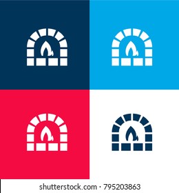 Stone oven four color material and minimal icon logo set in red and blue