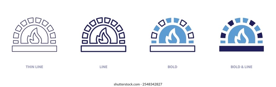 Stone oven icon in 4 different styles. Thin Line, Line, Bold, and Bold Line. Duotone style. Editable stroke.