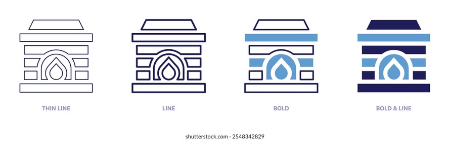 Stone oven kitchen icon in 4 different styles. Thin Line, Line, Bold, and Bold Line. Duotone style. Editable stroke.