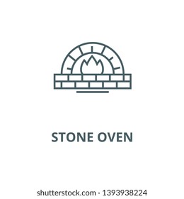 Stone oven vector line icon, linear concept, outline sign, symbol