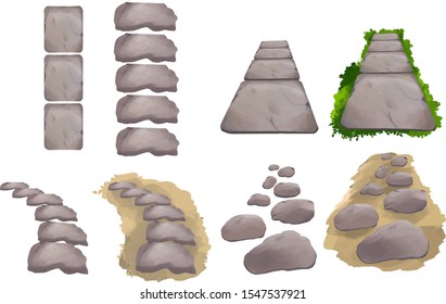 Stone Path Vector Illustration Set 001