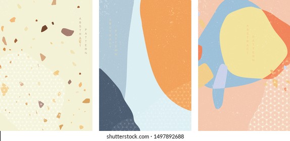 Stone pattern with Japanese background vector. Abstract template with geometric elements.