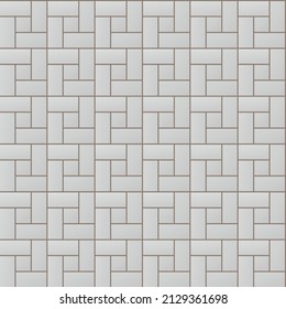 Stone pavement from concrete smooth tiles. Seamless pattern. Road and area. Cartoon cute style illustration. Vector.