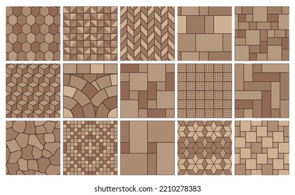 Stone pavement seamless pattern, street paving or floor tile, vector background. Sidewalk pavement with mosaic blocks pattern of ground bricks texture, road street paving of cobblestone tile