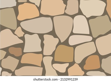 Stone paving seamless pattern. Abstract geometric hexagon shapes ornament vector illustration. Gray white brown mosaic tracery texture background.

