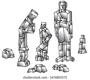 Stone people, rock people. Colored vector for card or gift. 