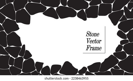 Stone photo frame. Hand drawn. Beautiful line art.