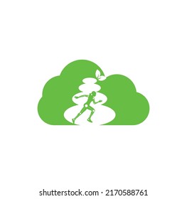 Stone physiotherapy cloud logo design template vector. Creative abstract spa stones logo design vector.