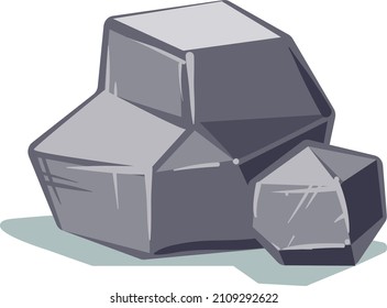 Piedra apilada. Rocas terrestres con sombra en estilo de dibujos animados