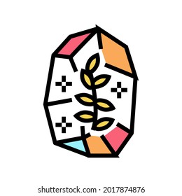 stone with plant boho color icon vector. stone with plant boho sign. isolated symbol illustration