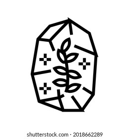 stone with plant boho line icon vector. stone with plant boho sign. isolated contour symbol black illustration