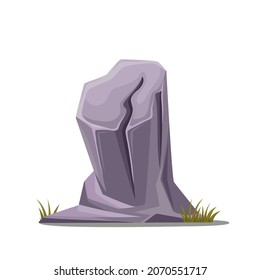 Stone with plant, boulders and grass vector illustration.