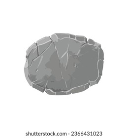 Stone plate with cracked, vector illustration isolated on white background. A drawn flat board. Gray textured element in cartoon style, game and ui design. Grey tablet boulder for interface.