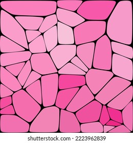 Stone plate paving pattern. Abstract geometric colorful shapes ornament vector texture. Pink Pebbls.