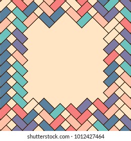 Stone plate paving pattern. Frame or border. Abstract geometric shapes ornament vector illustration. Mosaic tracery texture background.