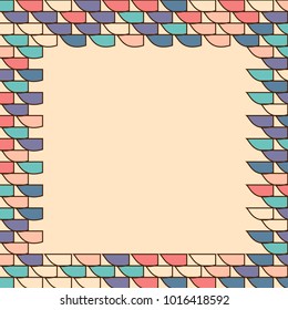 Stone plate paving pattern. Frame or border. Abstract geometric shapes ornament vector illustration. Mosaic tracery texture background.