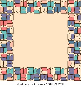 Stone plate paving pattern. Frame or border. Abstract geometric shapes ornament vector illustration. Mosaic tracery texture background.