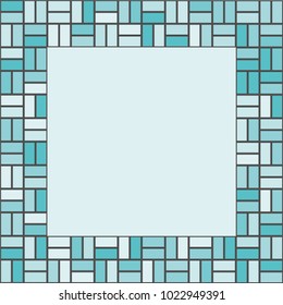 Stone plate paving pattern. Frame or border. Abstract geometric shapes ornament vector illustration. Mosaic tracery texture background.