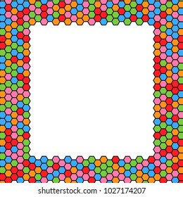 Stone plate paving pattern. Frame or border. Abstract geometric shapes ornament vector illustration. Mosaic tracery texture background.