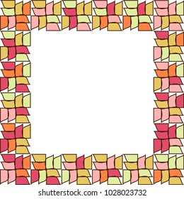 Stone plate paving pattern. Frame or border. Abstract geometric shapes ornament vector illustration. Mosaic tracery texture background.