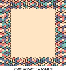 Stone plate paving pattern. Frame or border. Abstract geometric shapes ornament vector illustration. Mosaic tracery texture background.