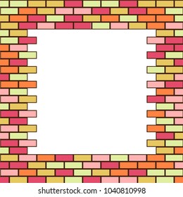 Stone plate paving pattern. Frame or border. Abstract geometric shapes ornament vector illustration. Mosaic tracery texture background.