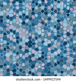 Stone plate paving seamless pattern. Abstract geometric colorful hexagon shapes ornament vector texture. Azure, sky, gray, dusty blue, lilac lavender gradient mosaic tracery background.