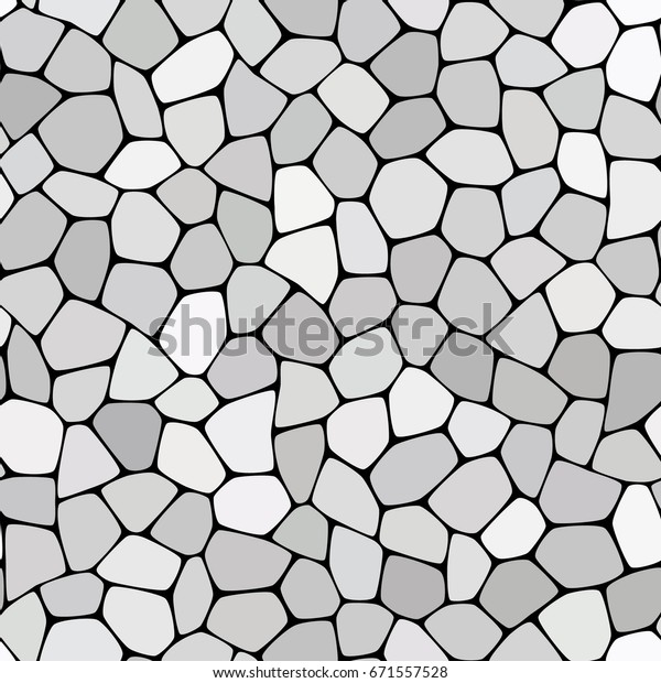 シームレスな石板舗装模様 抽象的な幾何学的にゆがんだ六角形の形の装飾ベクターイラスト 黒い白いグラデーションモザイクトレーサリーテクスチャ背景 のベクター画像素材 ロイヤリティフリー