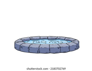 Stone pond. City landmark and decoration. Water tank and small lake.