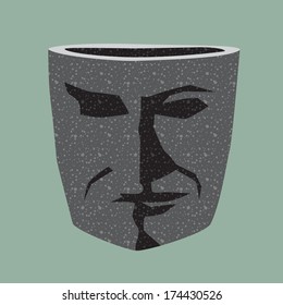 The stone pot in the form of the men head, illustration vector design.