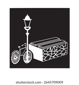 Produtos de pedra, granito banco vetor monocromático