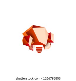 Stone purchase, mind power symbol. Polygonal rock shape, minerals, geodesy vector logo template.