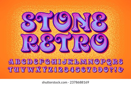 Stone Retro is a vintage style 1960s or 1970s psychedelic pop art alphabet. Great for posters or album covers