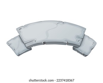 Stone ribbon. Stone banner elements for game and web in cartoon style.