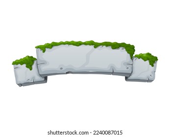 Cinta de piedra. Elementos de banner de piedra para juego y web al estilo de las caricaturas.