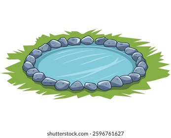 Stone ring around a summer pond��