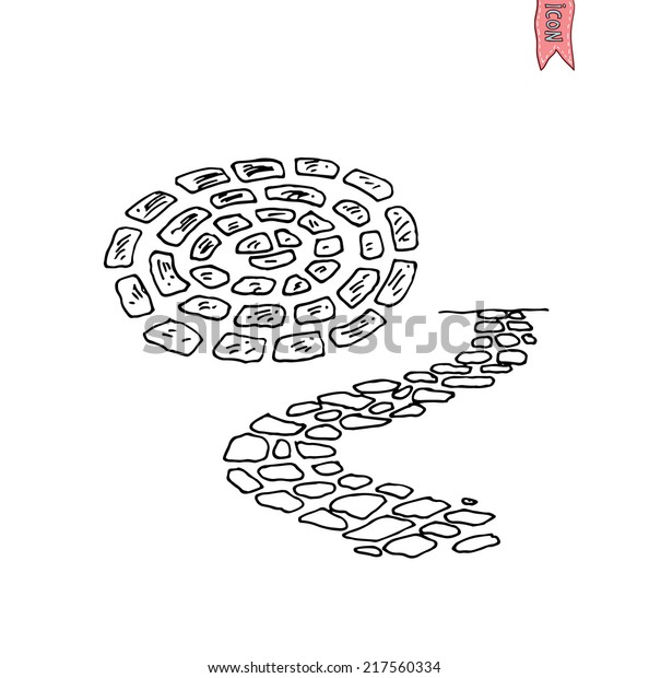 Stone Road Garden Walkway Brick Vector Stock Vector (Royalty Free