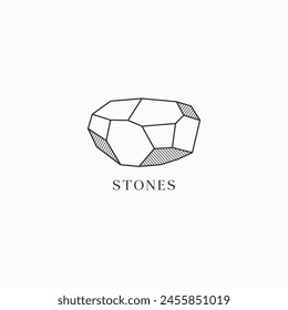 Stone Rock abstrakte geometrische Linie Kunst Minimallogo Vektorgrafik Ikone Illustration Vorlage