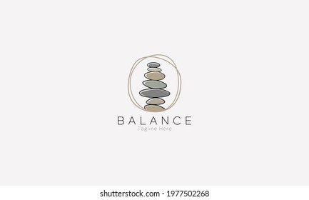stone rock balance logo spa wellness vector circle illustration design
