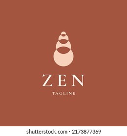 stone rock balance logo spa wellness vector circle illustration design, Zen logo.