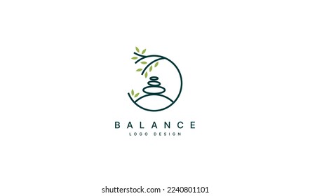 diseño del logo de equilibrio de roca de piedra spa e inspiración vectorial de wellness