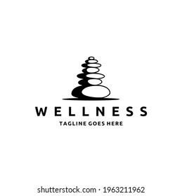 Stone Rock Balancing Logo Spa Wellness Vector Emblem Illustration Design