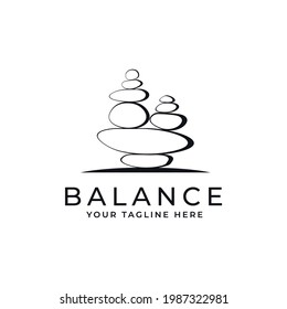diseño de ilustración del emblema del vector wellness del balanceo de roca de piedra
